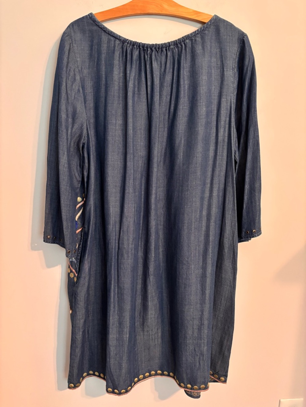 NWT Chelsea & Theodore Blue Boho Embroidered & Applique Dress - Picture 2 of 11